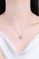 925 Sterling Silver 1 Carat Moissanite Heart Pendant Necklace - Shah S. Sahota